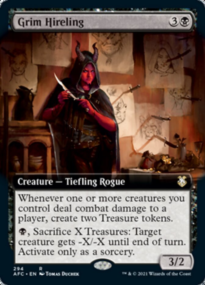 Magic | Grim Hireling (Extended Art) [Dungeons & Dragons: Adventures in the Forgotten Realms Commander] | The Nerd Merchant
