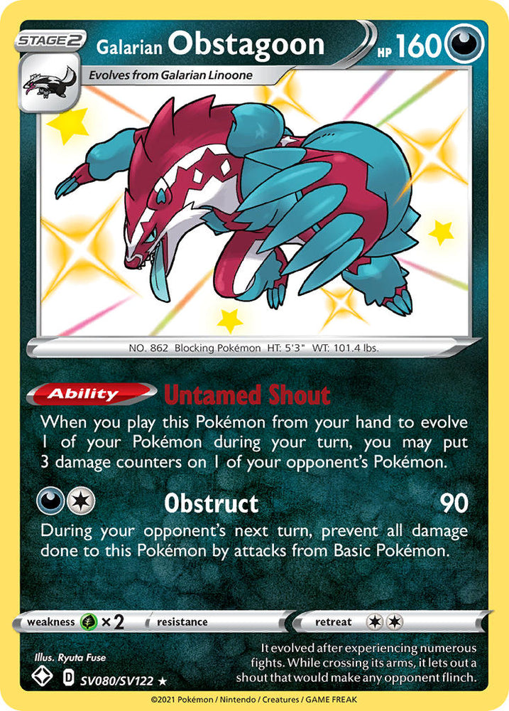 Pokemon | Galarian Obstagoon (SV080/SV122) [Sword & Shield: Shining Fates] | The Nerd Merchant