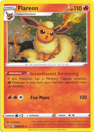Pokemon | Flareon (026/185) (Cosmos Holo) [Sword & Shield: Vivid Voltage] | The Nerd Merchant