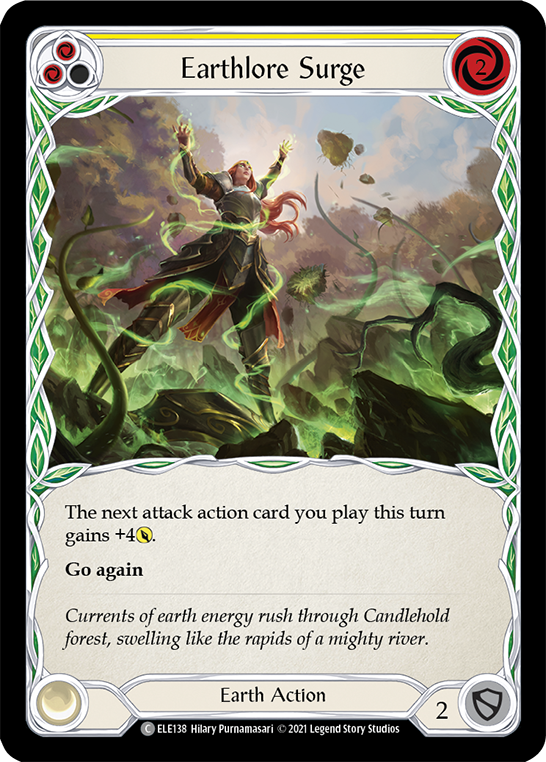 Flesh and Blood TCG | Earthlore Surge (Yellow) [ELE138] (Tales of Aria)  1st Edition Rainbow Foil | The Nerd Merchant