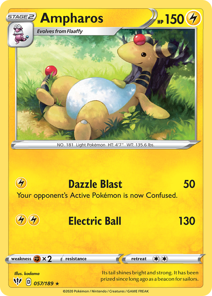 Pokemon | Ampharos (057/189) [Sword & Shield: Darkness Ablaze] | The Nerd Merchant