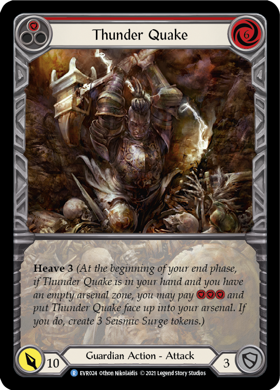 Flesh and Blood TCG | Thunder Quake (Red) [EVR024] (Everfest)  1st Edition Extended Art Rainbow Foil | The Nerd Merchant