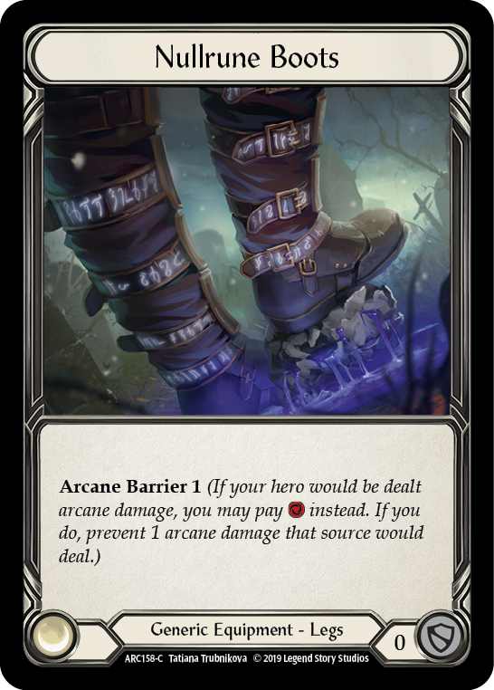Flesh and Blood TCG | Nullrune Boots [ARC158-C] (Arcane Rising)  1st Edition Cold Foil | The Nerd Merchant