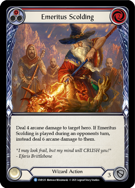 Flesh and Blood TCG | Emeritus Scolding (Red) [EVR125] (Everfest)  1st Edition Rainbow Foil | The Nerd Merchant