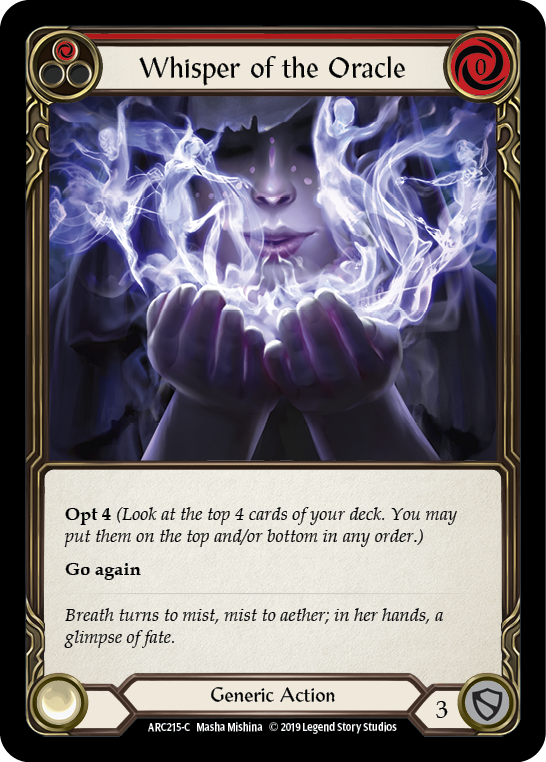 Flesh and Blood TCG | Whisper of the Oracle (Red) [ARC215-C] (Arcane Rising)  1st Edition Normal | The Nerd Merchant
