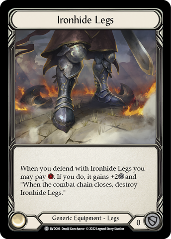 Flesh and Blood TCG | Ironhide Legs [RVD006] (Classic Battles: Rhinar vs Dorinthea)  Rainbow Foil | The Nerd Merchant