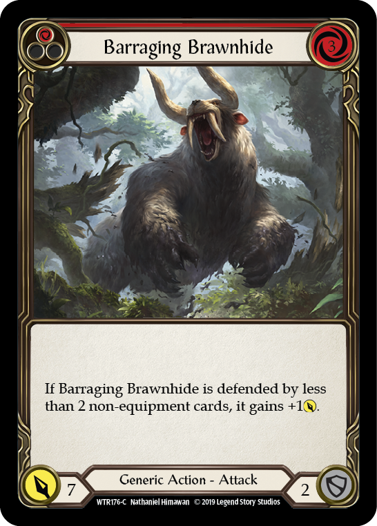 Flesh and Blood TCG | Barraging Brawnhide (Red) [WTR176-C] (Welcome to Rathe)  Alpha Print Normal | The Nerd Merchant