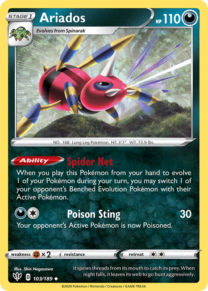 Pokemon | Ariados (103/189) [Sword & Shield: Darkness Ablaze] | The Nerd Merchant