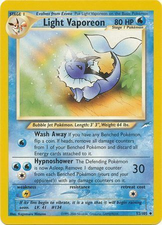 Pokemon | Light Vaporeon (52/105) [Neo Destiny Unlimited] | The Nerd Merchant
