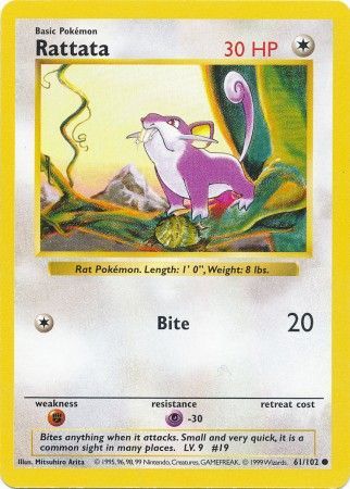 Pokemon | Rattata (61/102) [Base Set Shadowless Unlimited] | The Nerd Merchant