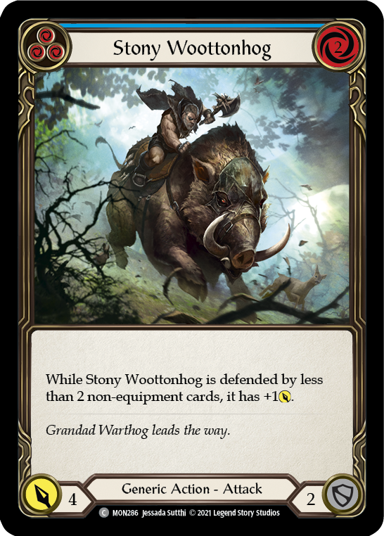 Flesh and Blood TCG | Stony Woottonhog (Blue) [MON286-RF] (Monarch)  1st Edition Rainbow Foil | The Nerd Merchant
