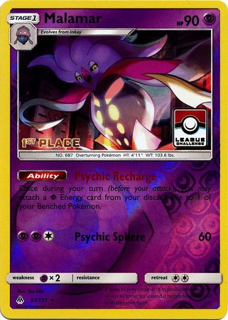 Pokemon | Malamar (51/131) (League Promo 1st Place) [Sun & Moon: Forbidden Light] | The Nerd Merchant
