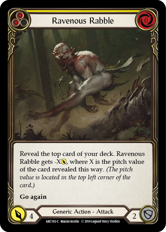 Flesh and Blood TCG | Ravenous Rabble (Yellow) [ARC192-C] (Arcane Rising)  1st Edition Normal | The Nerd Merchant