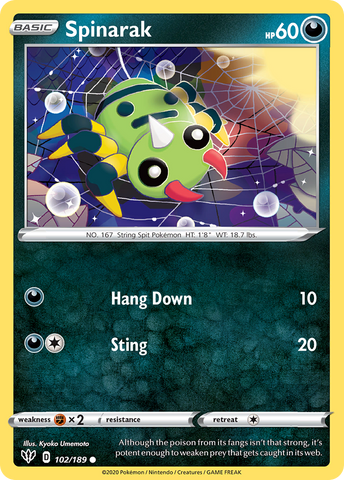 Pokemon | Spinarak (102/189) [Sword & Shield: Darkness Ablaze] | The Nerd Merchant