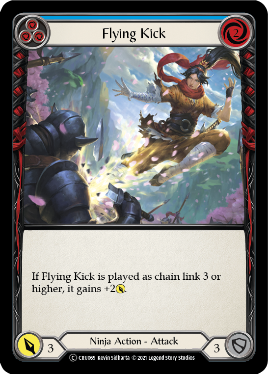 Flesh and Blood TCG | Flying Kick (Blue) [U-CRU065] (Crucible of War Unlimited)  Unlimited Rainbow Foil | The Nerd Merchant