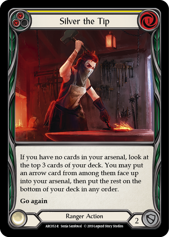 Flesh and Blood TCG | Silver the Tip (Yellow) [ARC052-R] (Arcane Rising)  1st Edition Rainbow Foil | The Nerd Merchant