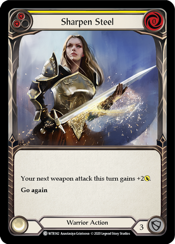 Flesh and Blood TCG | Sharpen Steel (Yellow) [U-WTR142] (Welcome to Rathe Unlimited)  Unlimited Rainbow Foil | The Nerd Merchant