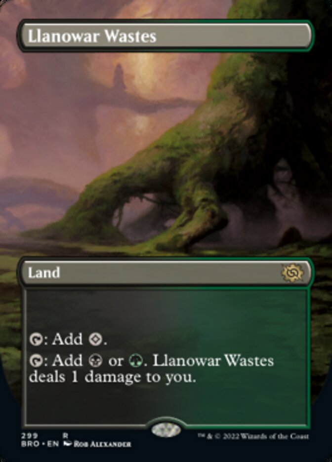 Magic | Llanowar Wastes (Borderless Alternate Art) [The Brothers' War] | The Nerd Merchant