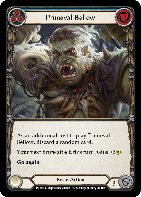 Flesh and Blood TCG | Primeval Bellow (Blue) [RNR026-C] (Rhinar Hero Deck)  1st Edition Normal | The Nerd Merchant