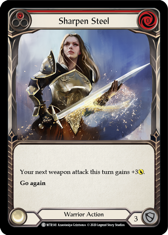 Flesh and Blood TCG | Sharpen Steel (Red) [U-WTR141] (Welcome to Rathe Unlimited)  Unlimited Rainbow Foil | The Nerd Merchant