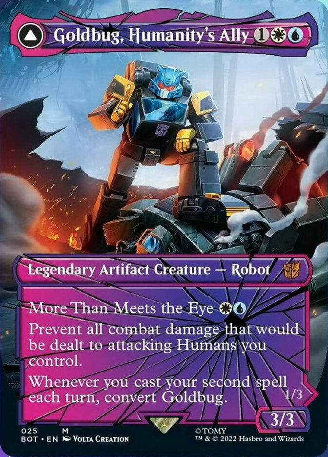 Magic | Goldbug, Humanity's Ally // Goldbug, Scrappy Scout (Shattered Glass) [Transformers] | The Nerd Merchant