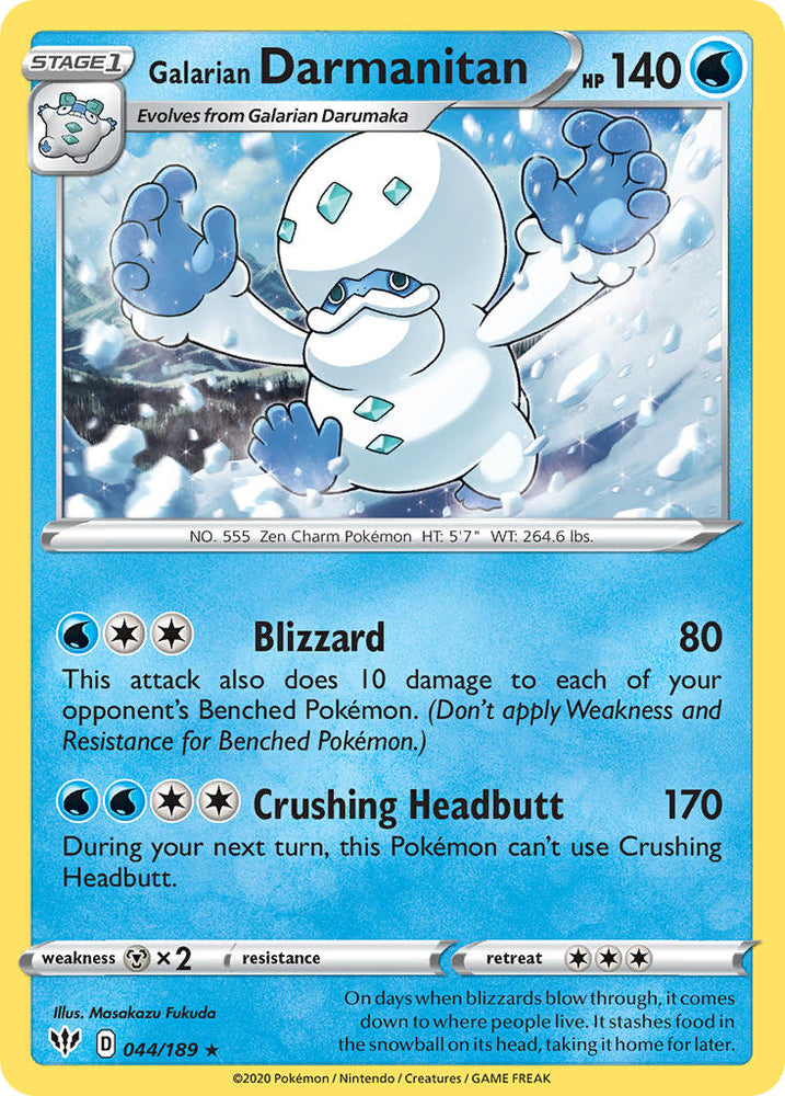 Pokemon | Galarian Darmanitan (044/189) (Cracked Ice Holo) (Theme Deck Exclusive) [Sword & Shield: Darkness Ablaze] | The Nerd Merchant