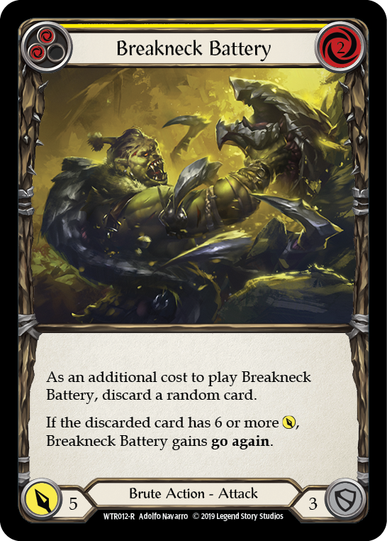 Flesh and Blood TCG | Breakneck Battery (Yellow) [WTR012-R] (Welcome to Rathe)  Alpha Print Normal | The Nerd Merchant