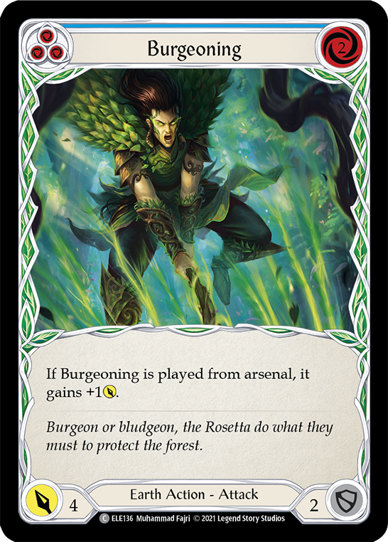 Flesh and Blood TCG | Burgeoning (Blue) [ELE136] (Tales of Aria)  1st Edition Rainbow Foil | The Nerd Merchant