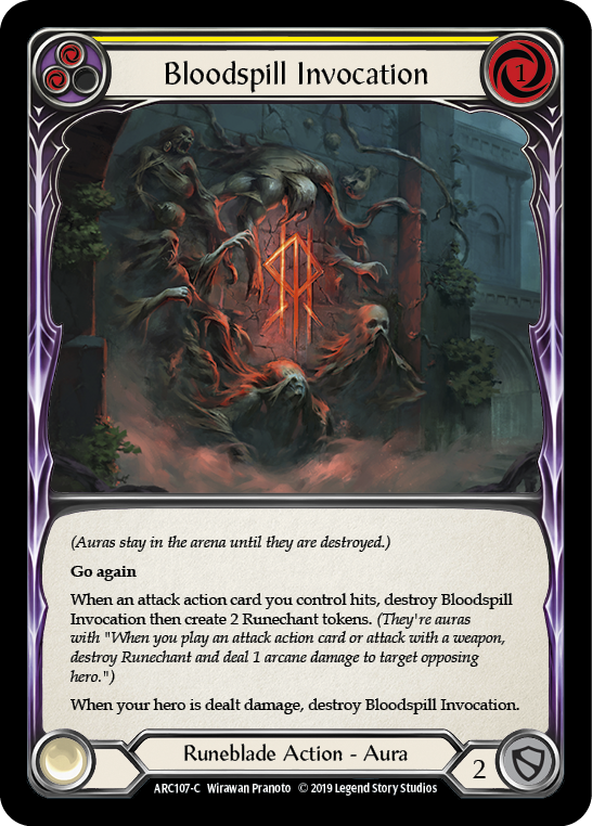 Flesh and Blood TCG | Bloodspill Invocation (Yellow) [ARC107-C] (Arcane Rising)  1st Edition Normal | The Nerd Merchant
