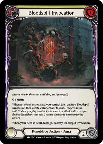 Flesh and Blood TCG | Bloodspill Invocation (Yellow) [ARC107-C] (Arcane Rising)  1st Edition Normal | The Nerd Merchant