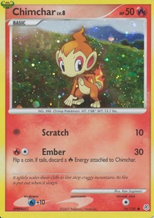 Pokemon | Chimchar (76/130) (Cosmos Holo) [Diamond & Pearl: Base Set] | The Nerd Merchant