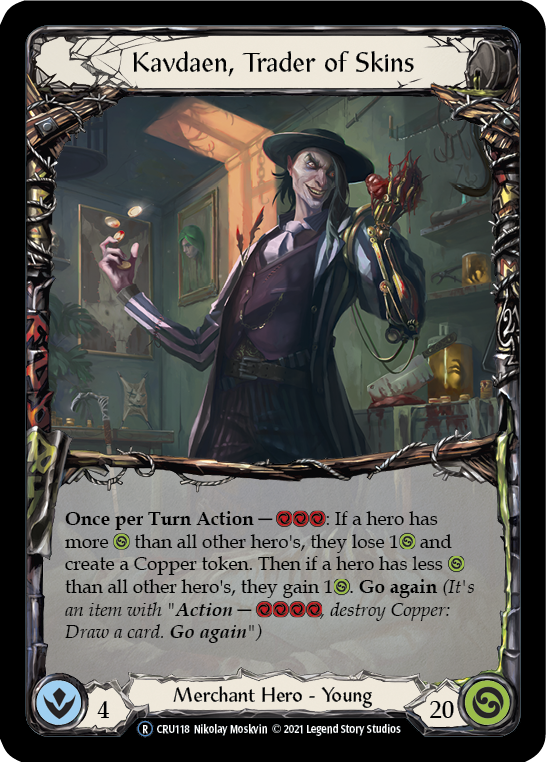 Flesh and Blood TCG | Kavdaen, Trader of Skins [U-CRU118] (Crucible of War Unlimited)  Unlimited Rainbow Foil | The Nerd Merchant