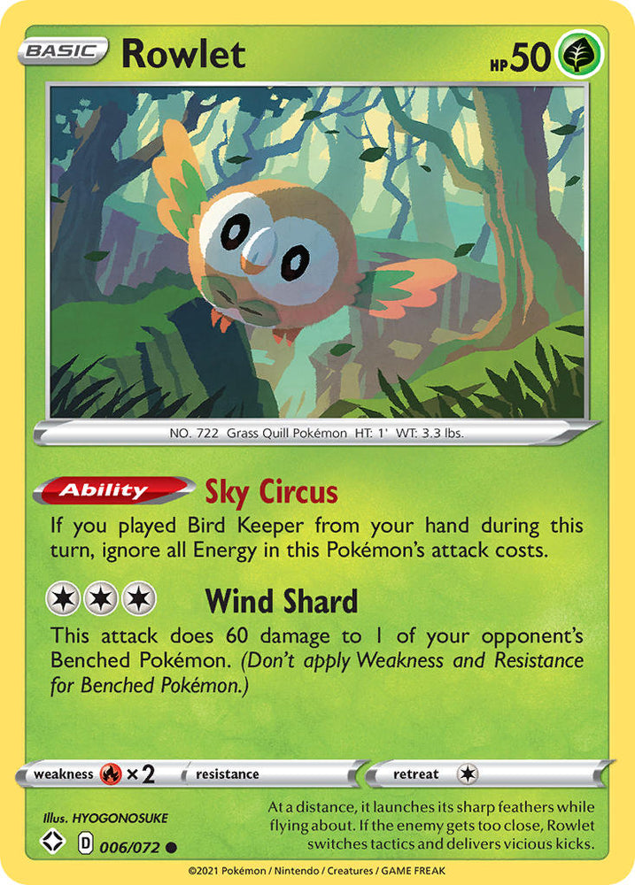 Pokemon | Rowlet (006/072) [Sword & Shield: Shining Fates] | The Nerd Merchant