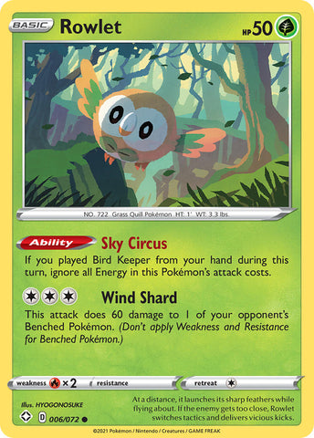 Pokemon | Rowlet (006/072) [Sword & Shield: Shining Fates] | The Nerd Merchant