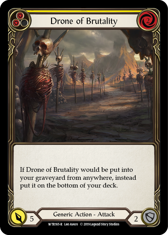 Flesh and Blood TCG | Drone of Brutality (Yellow) [WTR165-R] (Welcome to Rathe)  Alpha Print Normal | The Nerd Merchant