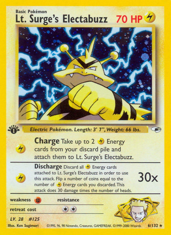 Pokemon | Lt. Surge's Electabuzz (6/132) [Gym Heroes 1st Edition] | The Nerd Mechant