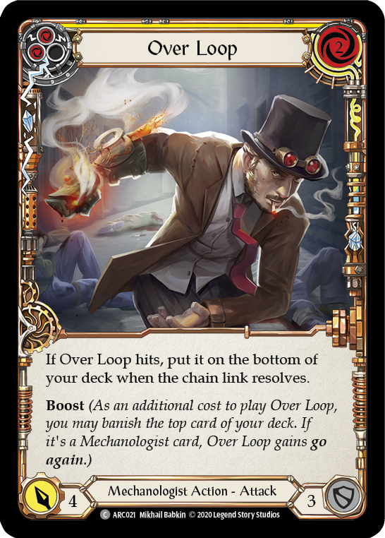 Flesh and Blood TCG | Over Loop (Yellow) [U-ARC021] (Arcane Rising Unlimited)  Unlimited Rainbow Foil | The Nerd Merchant