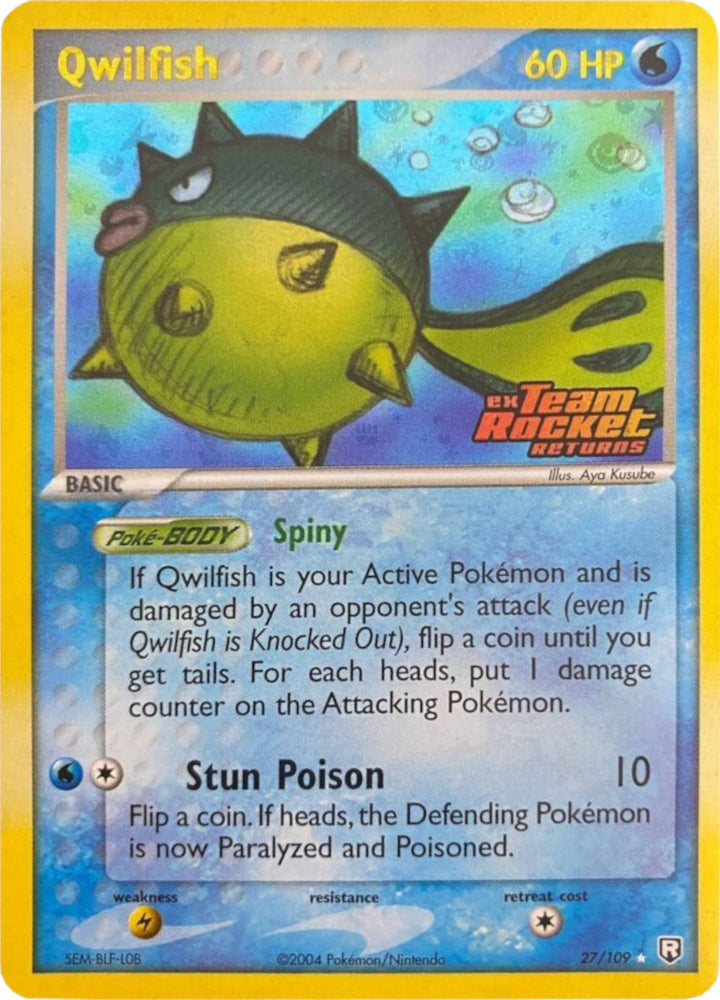 Pokemon | Qwilfish (27/109) (Stamped) [EX: Team Rocket Returns] | The Nerd Merchant