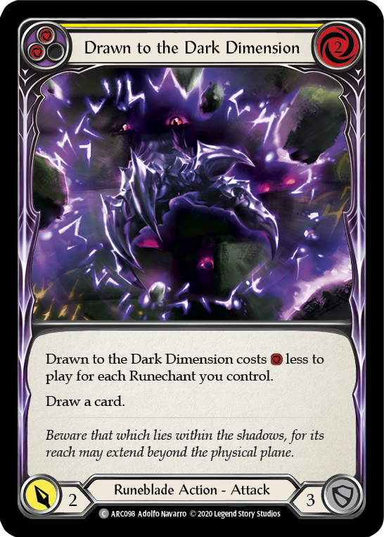 Flesh and Blood TCG | Drawn to the Dark Dimension (Yellow) [U-ARC098] (Arcane Rising Unlimited)  Unlimited Rainbow Foil | The Nerd Merchant