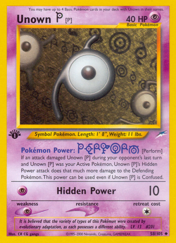 Pokemon | Unown [P] (58/105) [Neo Destiny 1st Edition] | The Nerd Merchant