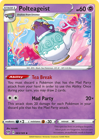 Pokemon | Polteageist (083/189) [Sword & Shield: Darkness Ablaze] | The Nerd Merchant