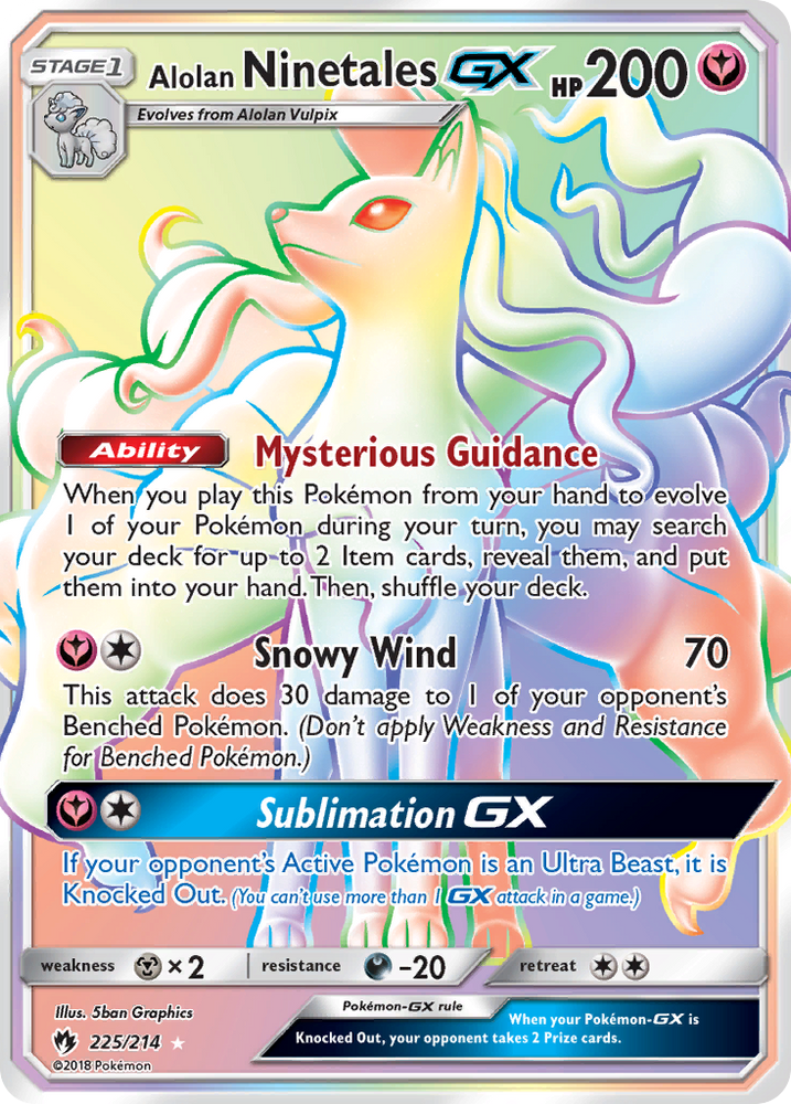 Pokemon | Alolan Ninetales GX (225/214) [Sun & Moon: Lost Thunder] | The Nerd Merchant
