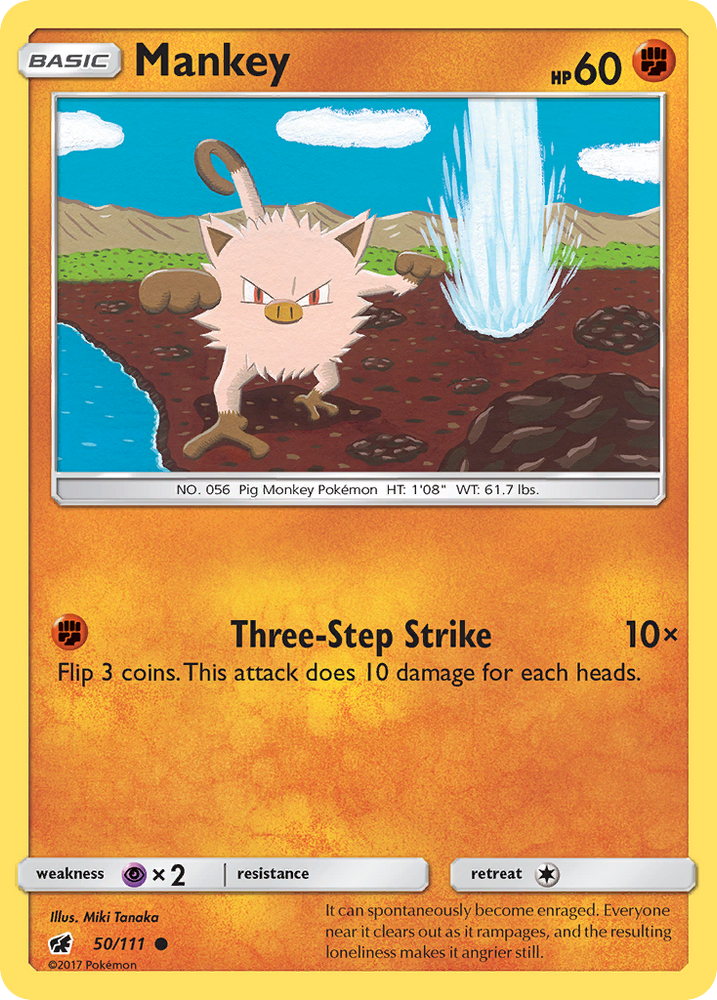 Pokemon | Mankey (50/111) [Sun & Moon: Crimson Invasion] | The Nerd Merchant