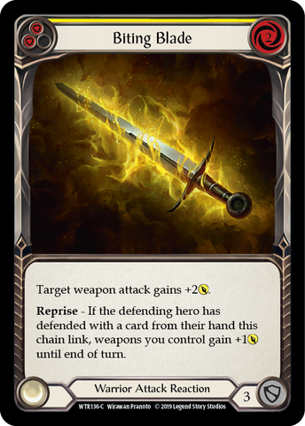 Flesh and Blood TCG | Biting Blade (Yellow) [WTR136-C] (Welcome to Rathe)  Alpha Print Normal | The Nerd Merchant