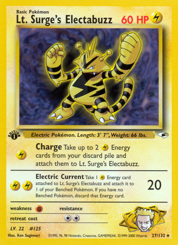 Pokemon | Lt. Surge's Electabuzz (27/132) [Gym Heroes 1st Edition] | The Nerd Mechant