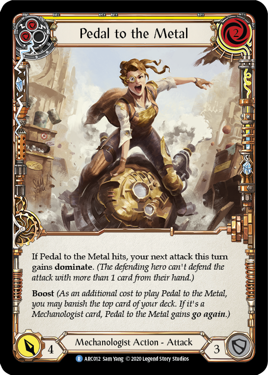 Flesh and Blood TCG | Pedal to the Metal (Yellow) [U-ARC012] (Arcane Rising Unlimited)  Unlimited Rainbow Foil | The Nerd Merchant