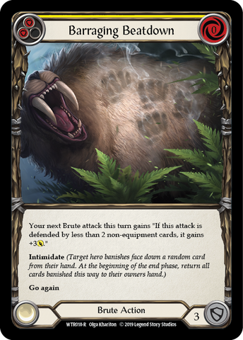 Flesh and Blood TCG | Barraging Beatdown (Yellow) [WTR018-R] (Welcome to Rathe)  Alpha Print Normal | The Nerd Merchant