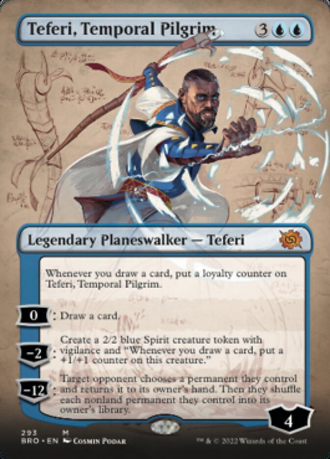 Magic | Teferi, Temporal Pilgrim (Borderless Alternate Art) [The Brothers' War] | The Nerd Merchant