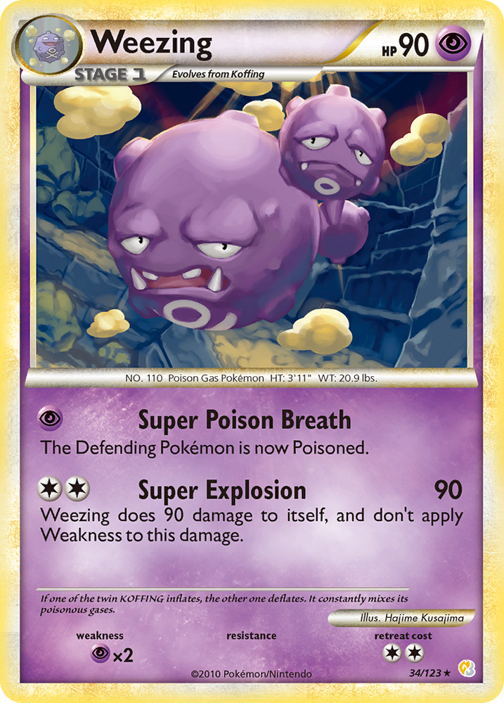 Pokemon | Weezing (34/123) [HeartGold & SoulSilver: Base Set] | The Nerd Merchant