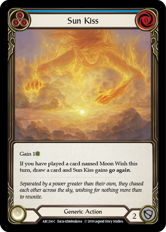 Flesh and Blood TCG | Sun Kiss (Blue) [ARC214-C] (Arcane Rising)  1st Edition Rainbow Foil | The Nerd Merchant